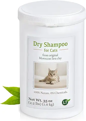 Champú seco para Gatos, con Polvo de Arcilla Original Marroquí | Vegano y Bio | para el Cuidado del Pelo sin Productos Químicos | 1 kg  
