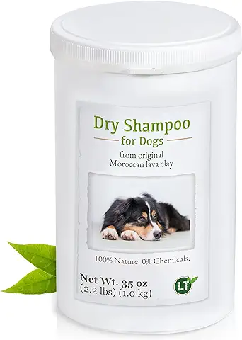 Champú seco para Perros, con Polvo de Arcilla Original Marroquí | Vegano y Bio | para el Cuidado del Pelo sin Productos Químicos | 1 kg  