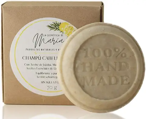 Champú Sólido para Cabello Graso Artesanal y Ecológico - 100% Natural y Vegano. Sin Sulfatos ni Parabenos.  