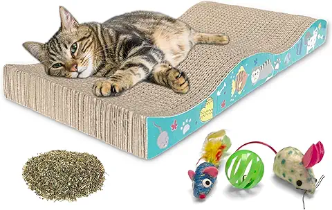Chancex Rascador Gatos Grandes con Juegos para Gatos Rascador para Gatos con Hierba Gatera y Accesorios para Gatos con Materiales Ecológicos 44.5 x 20.6 x 4.5 cm (con Relieves)  