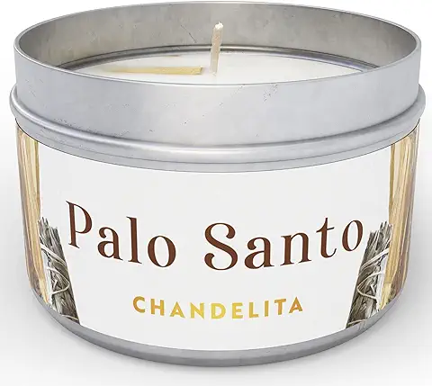 Chandelita Vela Aromática de Palo Santo para Purificar la Energia, y Limpiar Espiritualmente, con Cera de Soja para Relajación, Meditación y Sanación de Chakras o como Decoración para el Hogar  