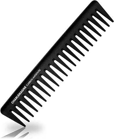 Charlemagne Peine de Carbono Premium a Prueba de Roturas para Cabello y Barba - Dentado Grueso - Peine Antiestático para Barberos - Peinado para Hombres y Mujeres  