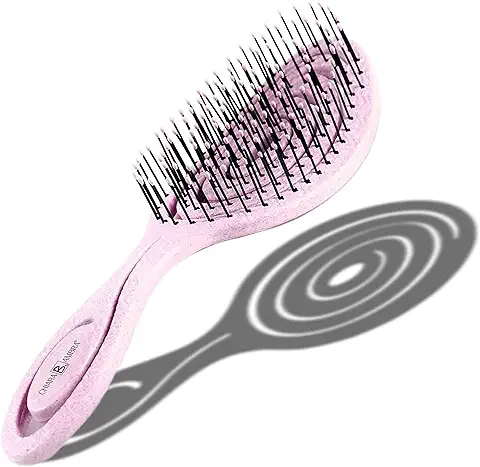 Chiara Ambra Cepillo para el Cabello, Ecológico, no tira del Pelo, de Paja, Masajea el Cuero Cabelludo, Cepillo para Desenredar Contra la Caída del Cabello y el Encrespamiento para un Cabello sano  