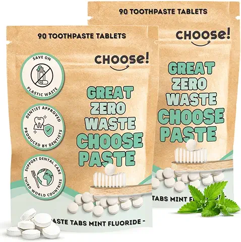 CHOOSE Pastillas de Pasta Dientes - Family Box | 12 Semanas de Suministro | Cero Residuos | Ecológico | | Natural | Cepillado Ecológico | Vegano | Sin Plástico | Menta | Regalo Sostenible  