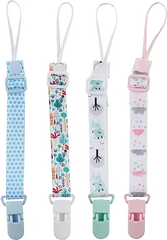 Chupete Clip Baby, Chupete Cadena Clips de Plástico Infantil 4 pcs  