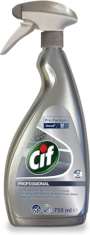 Cif Profesional de Acero Inoxidable y Cristal Cocina 7518294 con Contador Limpiador Fragancia Libre para Lebensmittelverarbeitende Zonas, 0,75 litros  
