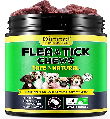 Cjztp Antigarrapatas y Antipulgas para Perros Tabletas Masticables, Control de Pulgas y Garrapatas para Perros de Todas Las Razas y Edades,150 Comprimidos, Sabor Pato Pekinés  