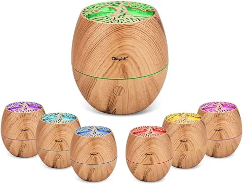 CkeyiN Humidificador Aceites Esenciales，Mini 120ml Difusor，Silencio, Lámpara de Siete Colores, Apagado Automático, Hogar, Apto para Personas de Todas Las Edades