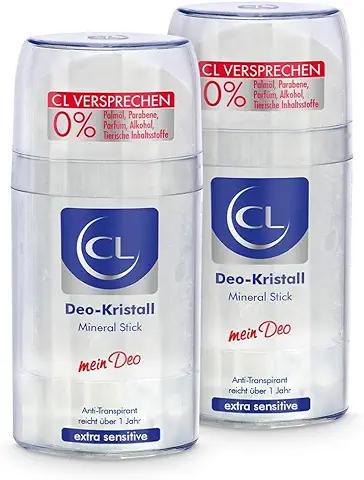 CL Desodorante Piedra de Alumbre Natural Antitranspirante 2x 100 g - Ofrece una Protección de 24 Horas - Especial para Pieles Sensibles - Cristal de Aluminio para Hombres y Mujeres  