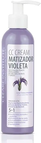 Clearé Institute - CC Cream Matizadora Violeta | Leave In Matizador Morado | Acondicionador sin Aclarado para Cabello Decolorado, con Mechas o Canas | 95% de Ingredientes Naturales | 200 ml  