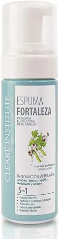 Clearé Institute - Espuma Fortaleza Anticaída, Volumen, Fijación y Protección, Mujeres y Hombres con Problemas de Caída Capilar, Apta Método Curly, 93,9% Ingredientes Naturales, 150 ml  