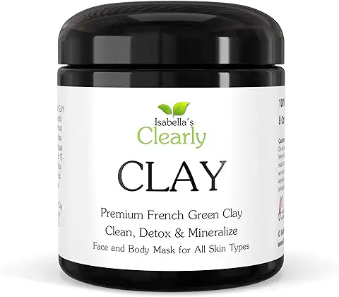 Clearly CLAY, Mascarilla Facial de Arcilla Verde Francesa 100% Pura - Desintoxica, Aclara el Acné y Limpia los Poros. No Reseca y Sana. Mejor que la Bentonita y el Caolín.  