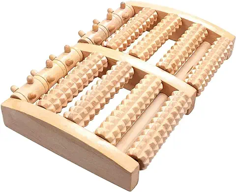Clever Design Rodillo Masajeador de pies de Madera, Alivia la Fascitis Plantar, arco del Talón, Pies, Alivio del Dolor Muscular, Estimular, Relajación, Diabético, Neuropatía, Reflexología, Unisex,  