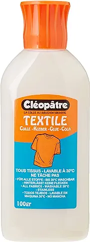 Cléopatre - Cléo'Textile - Cola Transparente, Potente y Polivalente para Textiles - Punta de Precisión - Fabricado en Francia - Frasco 100gr  