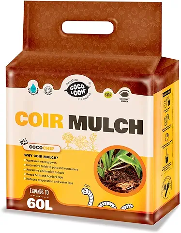 Coco & Coir Natural Mulch y Medios de Cultivo - Coco Chip 4.5kg (60L)  
