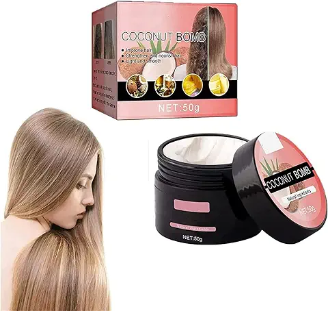 Coconut Bomb - Mascarilla Nutritiva para el Cabello de coco 2023, Máscara Nutritiva para el Cabello de Aceite de coco Natural, Acondicionador Profundo Sedoso para Cabello seco y Dañado (1 Unidad)  