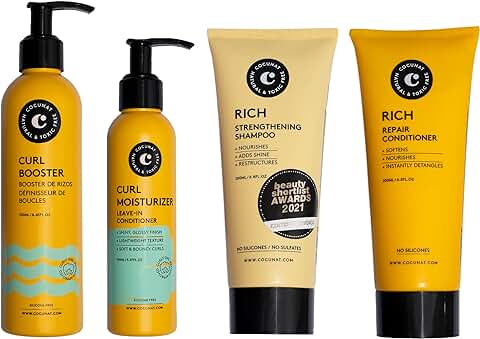 COCUNAT | Pack Curly Hair Care Plan | Rutina de Limpieza para Rizos Perfectos | Define, Hidrata, Nutre y Elimina el Frizz | Sin Siliconas ni Sulfatos | 250 ml, 150 ml, 200 ml  