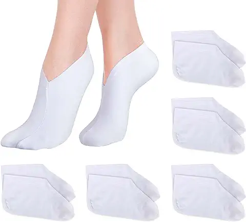 Colexy 5 Pares Calcetines Hidratantes de Algodón, Calcetines de Spa, Calcetines Hidratantes Durante la Noche, Calcetines de Cosmética Hidratantes, para Pies Secos y Agrietados, Blanco  