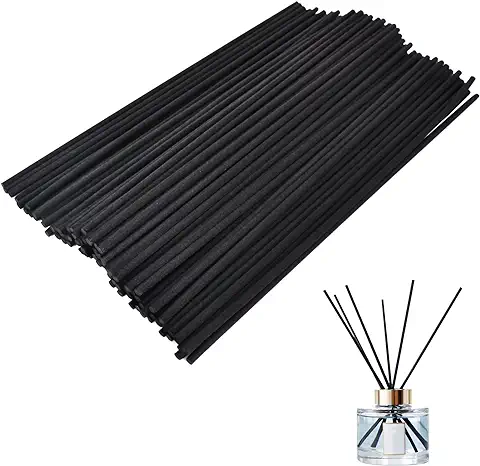 Colexy Reed Diffuser, 100 Piezas Varillas Difusoras de Lámina Natural Aroma Diffuser Sticks, 22cm*0.3cm Reed Diffuser Sticks Oil Aroma Diffuser Sticks, Ambientador Varilla de Ratán Reed (Negro)  