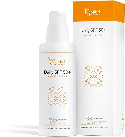 Colibri Skincare Dosis Doble Daily SPF 50+ Moisturizer 80ml - Crema Hidratante Facial con Protección Solar de Amplio Espectro Resistente al agua - Protección UV - Protector Solar 50  