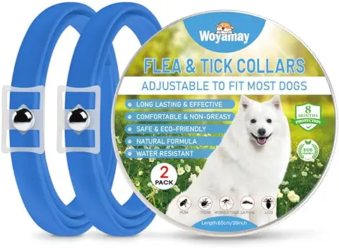 Collar Antiparasitario Perros, Collar Antipulgas Perros Natural, Eficaz Collar Perro Antiparasitario, Válido para 8 Meses, 65cm Impermeable Anti Garrapatas para Perros De Todos Los Tamaños, 2 Pcs  
