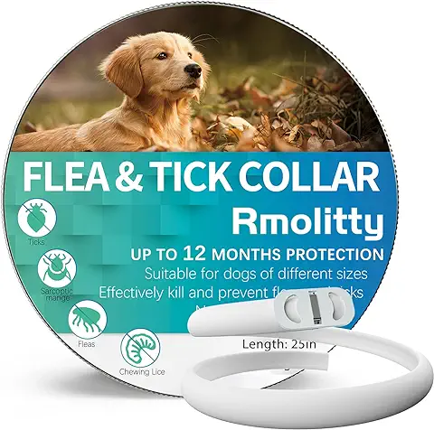 Collar Antiparasitario Perros, Seguro y Eficaz Collar Antipulgas Perros Hecho de Aceites Esenciales 100%, Collares Antipulgas para Perros de 12 Meses de Eficacia para Perros de Todos Los Tamaños  