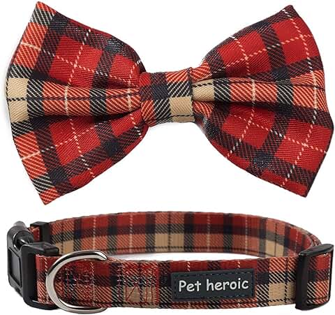 Collar Gato Perro Mascota con Pajarita de Cuadros, Collares de Pajarita de Tela Escocesa Duraderos y Cómodos para Gato Perro de la Corbata para Gatos Perros Pequeños Medianos Grandes Rojo S  