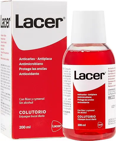 COLUTORIO LACER - Colutorio 200ml, Larga Duración, Previene Caries, Enjuague Bucal Diario, Sin Alcohol, Sin Gluten, Elimina la Placa Bacteriana  