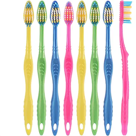 COM-FOUR® Cepillo de Dientes Mediano 8x - Cepillo de Dientes Manual con Cerdas de Dureza Media - Cepillo de Cuidado Dental para Adultos - Suave con el Esmalte Dental y las Encías (limpieza Profunda)  