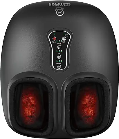 Comfier Shiatsu Masajeador Eléctrico de Pies con Calor, Vibración, Rodillos y Compresión de Aire, Masaje Shiatsu de Pies para Fascitis Plantar y Alivio del Dolor, Regalos para Mamá, Papá  