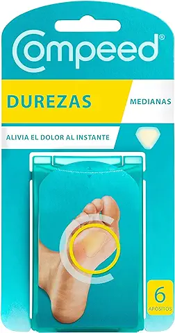 Compeed Durezas Medianas, Apósitos Hidrocoloides, Cuidado de Pies, Eliminación Rápida de las Durezas, Turquesa, Dimensiones 4.4 cm x 4.5 cm, 6 Unidades  