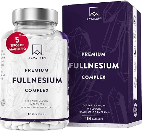 Complejo Premium de Magnesio (200mg) con Magnesio Bisglicinato + Taurato de Magnesio + Malato de Magnesio Puro + Óxido de Magnesio + Citrato de Magnesio Capsulas - 180 Capsulas - 6 Meses  