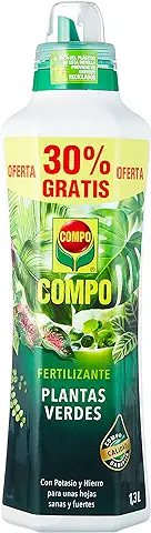 COMPO Fertilizante de plantas verdes para plantas de interior, balcón y terraza, Fertilizante líquido con extra de potasio y hierro, 1,3 L