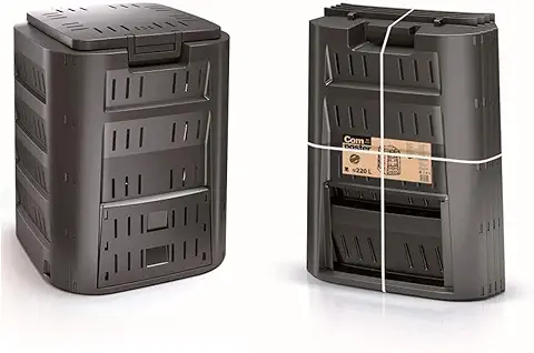 Compostador 380l Prosperplast Compogreen de Plástico en Color Negro, 82,6 (alto) x 71,9 (ancho) x 71,9 (profundo) cms  