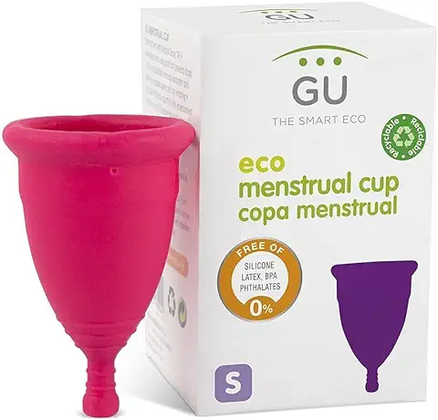 Copa Menstrual Ecológica - Talla L - Sistema Antigoteo Patentado Sin Siliconas - Copa Íntima 100% Hipoalergénica y Elaborada con TPE de Grado Médico - Incluye Bolsa de Algodón - GU Planet  