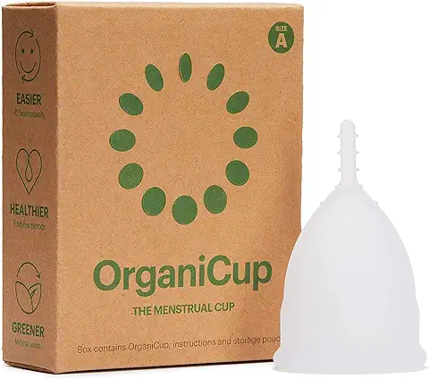 Copa Menstrual OrganiCup - Talla A/S - Ganadora del los AllergyAwards 2019 - Almohadillas y Tampón Alternativo - Silicona Suave Flexibe y Reutilizable de Grado Medicinal  