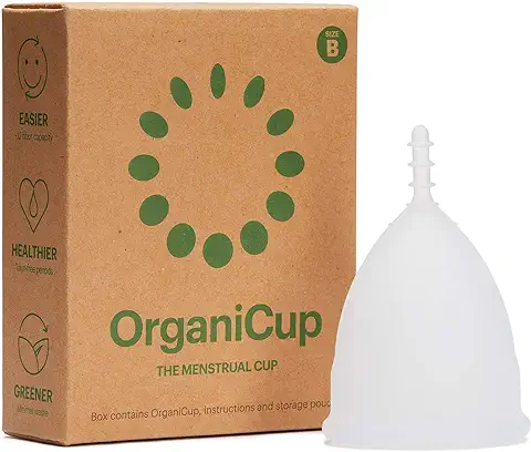 Copa Menstrual OrganiCup - Talla B/grande - Ganadora del los AllergyAwards 2019 - Aprobada por la FDA - Silicona Suave, Flexibe y Reutilizable de Grado Medicinal  