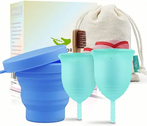 Copa Menstrual REUTILIZABLE - Copa Menstrual ECOLÓGICA - Kit Completo de 2 copa Menstrual Sostenible 100%, Talla S y L+ Esterilizador de copa Menstrual + su Cepillo ECOLÓGICO de Bambú para su Limpieza  