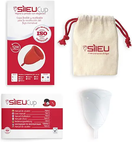 Copa Menstrual Sileu Cup Rose - Modelo de Iniciación Sencillo de Colocar - Ayuda a Prevenir Infecciones Urinarias y la Cistitis - Talla L, Transparente, Flexibilidad Standard  