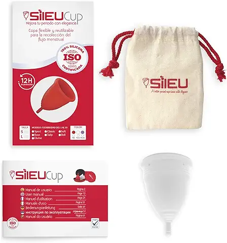 Copa Menstrual Sileu Cup Soft - Ayuda Prevenir Infecciones Urinarias, Cistitis, Vejigas Sensibles, Calambres, Cólicos Menstruales - Disminuye Dolor Causado por Menstruación - Talla S, Transparente  
