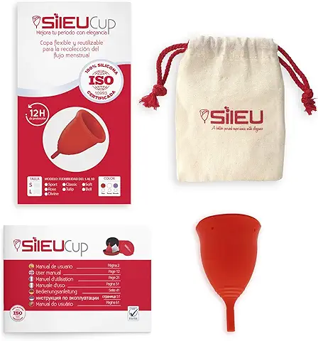 Copa Menstrual Sileu Cup Tulip - Alternativa ecológica y natural a tampones y compresas - Las mejores opiniones de nuestros clientes, recomendada por ginecólogos - Talla L, Rojo
