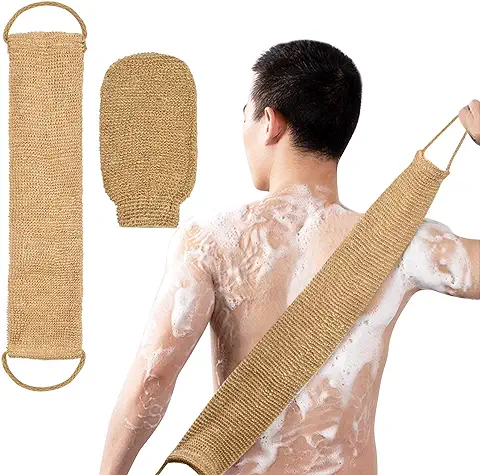 Cozlly Exfoliante de Espalda, 100% Natural Sisal, Depurador de la Espalda, Guantes Exfoliantes Corporales para una Limpieza Profunda para Hombres y Mujeres  