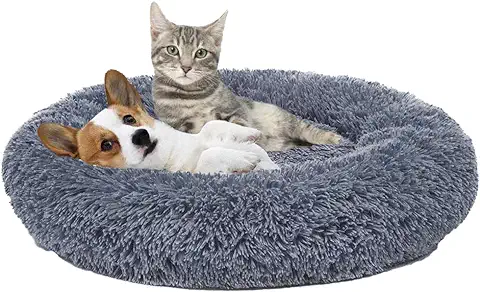 Cozywind Cama para Perros y Gatos,Mascotas Calentito Cojín Redondo Suave de Felpa (70cm, Gris Oscuro)  