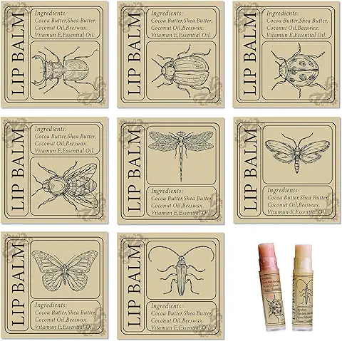 CRASPIRE 80PCS Etiquetas para Tubos de Bálsamo Labial Tema de Insectos Etiquetas de Bálsamo Labial Natural Pegatinas Autoadhesivas Caseras para Contenedores de Bálsamo Labial (5 cm / 2 Pulgadas)  