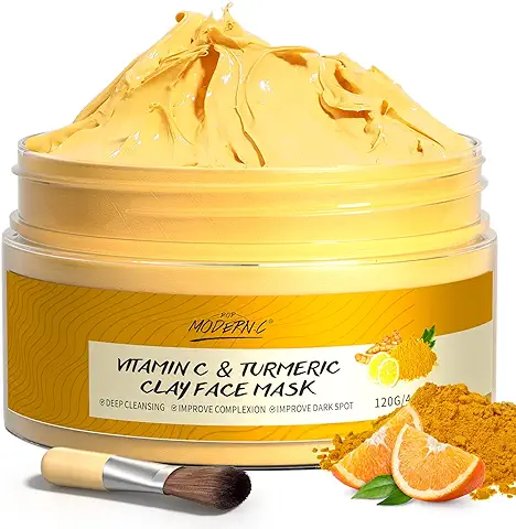 Cúrcuma Máscara Vitamina C, Arcilla Máscara, Limpieza Profunda Cuidado De La Piel, Máscara De Eliminación De Puntos Negros, Mejora Las Manchas Oscuras Del Acné, Controla El Aceite Y Refina Los Poros  