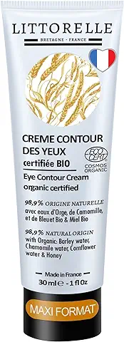Crema Contorno de Ojos Mujer y Hombre Maxi 30 ml - Certificada Orgánica - 99% Natural con Aloe Vera, Miel, Agua de Cebada, Aciano y Manzanilla Bio- Antiarrugas, Anti Ojeras y Bolsas - Made in France  
