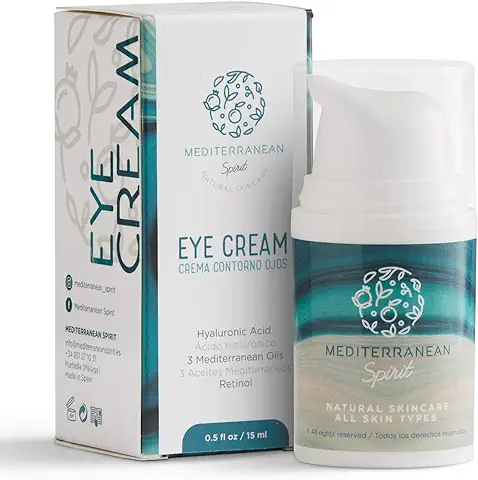 Crema Contorno Ojos y Labios Acido Hialuronico Retinol Antiarrugas Antibolsas Nutritiva Lifting Ingredientes Organicos Naturales, 15 ml por Mediterranean Spirit  