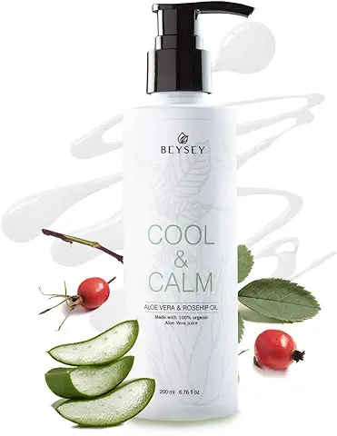Crema Corporal de Aloe Vera con Aceite de Rosa de Mosqueta - Hidratante/Aftersun/Post Depilación - Refrescante/Calmante/Antiinflamatoria - Crema Ligera/Gel - COOL&CALM de Beysey 200ml  