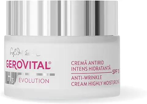 Crema Facial Antiarrugas Hidratante Intensa con SPF 10, Efecto Lifting, Previene Manchas Pigmentarias, para Piel Seca, Deshidratada, Madura, Gerovital H3 Evolution  