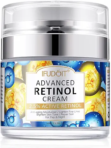 Crema Facial con 2,5% de Retinol y ácido Hialurónico, Crema Facial Hidratante, Crema de Día, Crema de Noche, Antiarrugas Antiedad Natural, para Hombres y Mujeres, Iluminadora y Rellenadora  